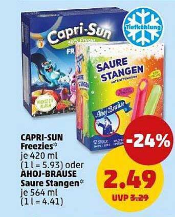 CAPRI-SUN Freezeis und AHOJ- BRAUSE Saure Stangen