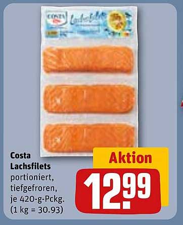 Costa Lachsfilets - portioniert, tiefgefroren, je 420-g-Pckg.