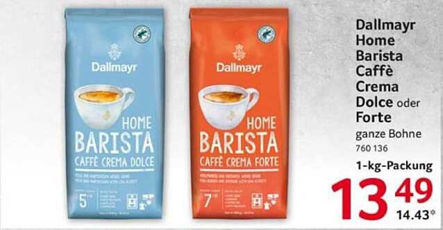 Dallmayr Home Barista Caffè Crema Dolce oder Forte 1-kg-Packung