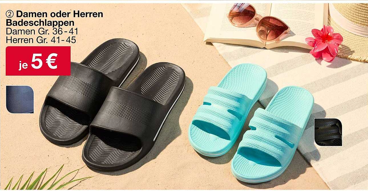 Damen oder Herren Badeschlappen in verschiedenen Größen und Farben