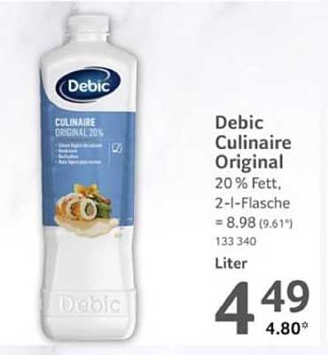 Debic Culinaire Original 20% Fett, 2-l-Flasche