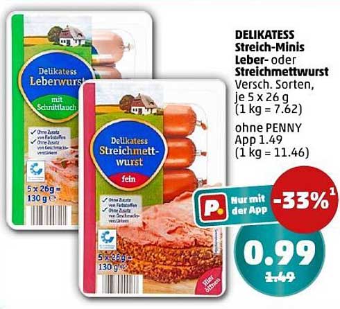 DELIKATESS Streich-Ministrichmettwurst - 33% Rabatt!
