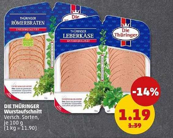 DIE THÜRINGER Wurstauschnitt - Versch. Sorten je 100 g