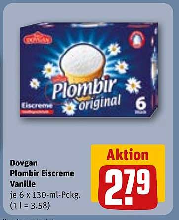 Dovgan Plombir Eiscreme Vanille je 6 x 130-ml-Pckg.