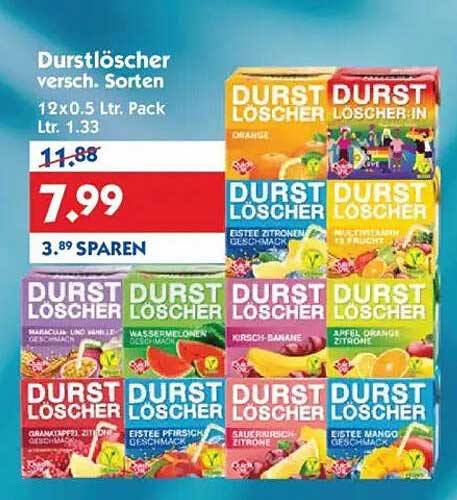 Durstlöscher versch. Sorten 12x0.5 Ltr. Pack
