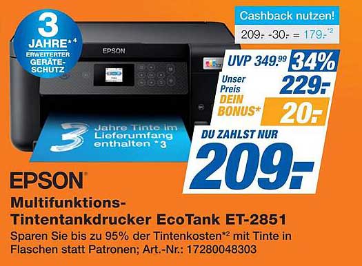 EPSON Multifunktions-Tintentankdrucker EcoTank ET-2851