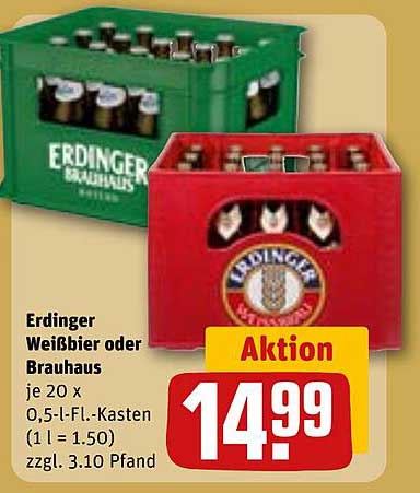 Erdinger Weißbier oder Brauhaus - Kasten mit 20 Flaschen