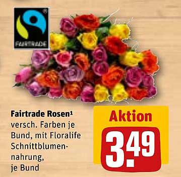Fairtrade Rosen - versch. Farben je Bund, mit Floralife Schnittblumen-nahrung, je Bund
