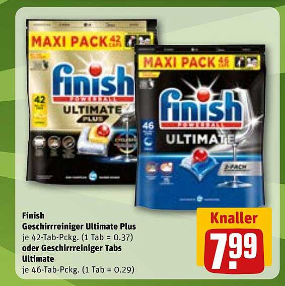 Finish Geschirrreiniger Ultimate Plus je 42-Tab-Pckg. oder Geschirrreiniger Tabs Ultimate je 46-Tab-Pckg.