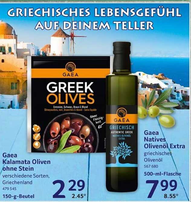 Gaea Kalamata Oliven ohne Stein und Gaea Natives Olivenöl Extra
