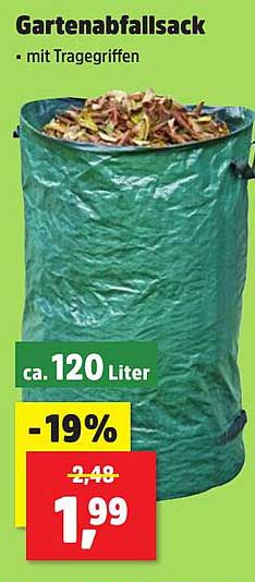 Gartenabfallsack mit Tragegriffen, 120 Liter
