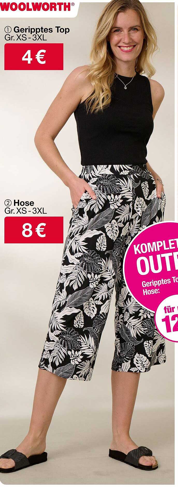 Geripptes Top und Hose für nur 12 € im Woolworth-Prospekt