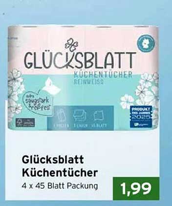 Glücksblatt Küchentücher 4 x 45 Blatt Packung