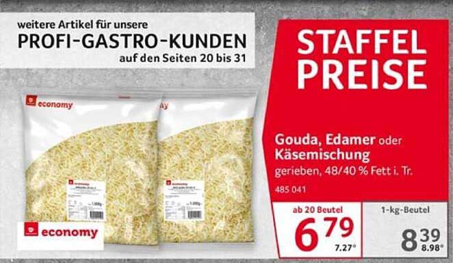 Gouda, Edamer oder Käsemischung 1-kg-Beutel