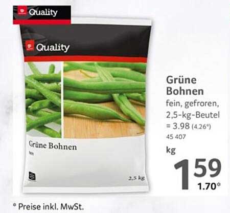 Grüne Bohnen fein, gefroren, 2,5-kg-Beutel