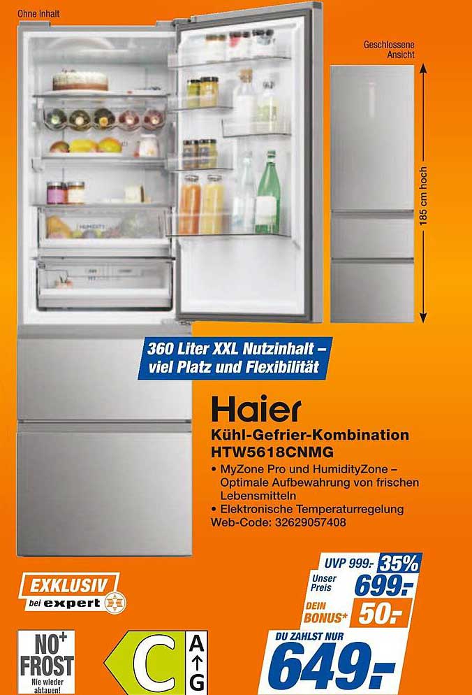 Haier Kühl-Gefrier-Kombination HTW5618CNMG