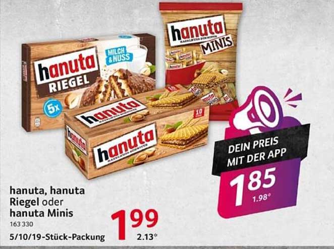 hanuta, hanuta Riegel oder hanuta Minis