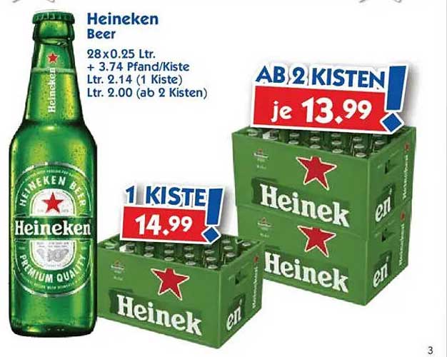 Heineken Bier - 28 x 0,25 Ltr.