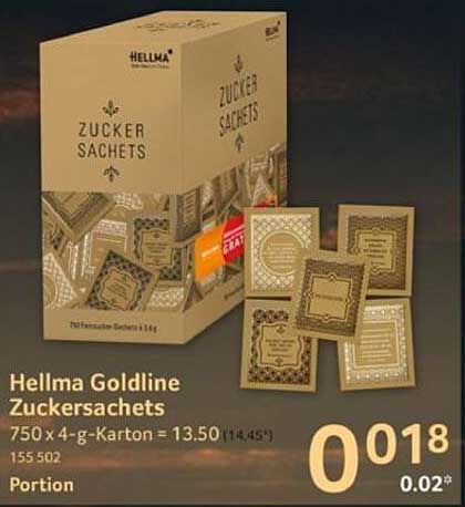 Hellma Goldline Zuckersäc hte 750 x 4 g