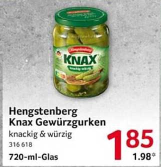 Hengstenberg Knax Gewürzgurken 720-ml-Glas