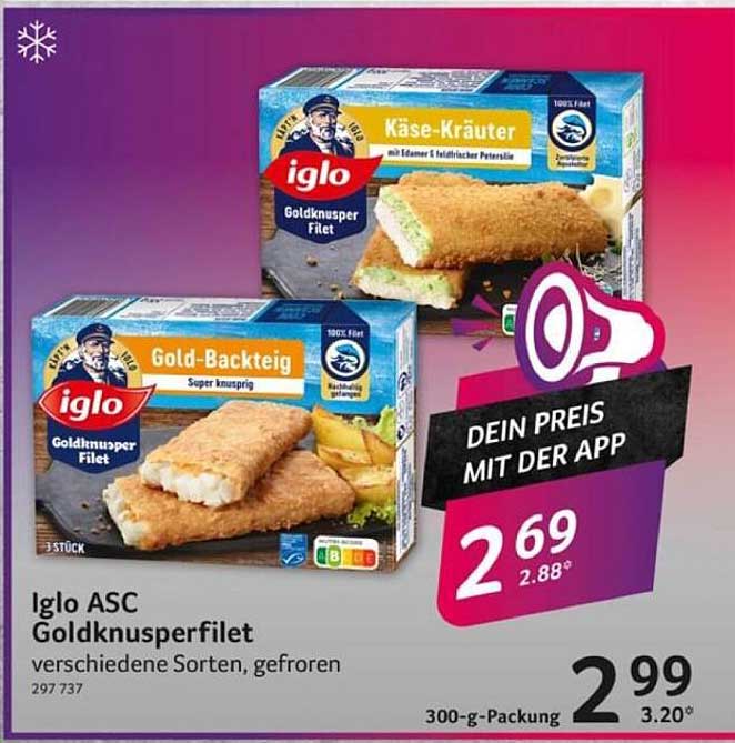 Iglo ASC Goldknusperfilet verschiedene Sorten, gefroren - 300-g-Packung