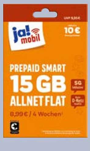 ja! mobil Prepaid Smart 15 GB Allnet Flat