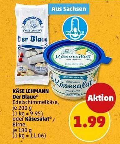 Käse Lehmann Der Blaue Edel-Schimmelkäse 200 g oder Käse-Salat mit Birne 180 g
