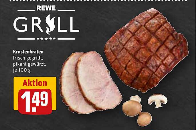 Krustenbraten frisch gegrillt, pikant gewürzt, je 100 g