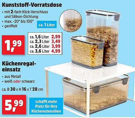 Kunststoff-Vorratsdose mit 2-fach Klick-Verschluss