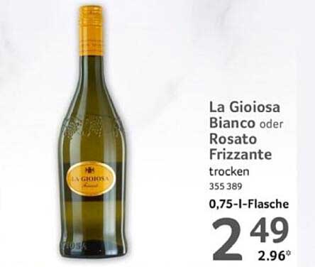 La Gioiosa Bianco oder Rosato Frizzante trocken 0,75-l-Flasche