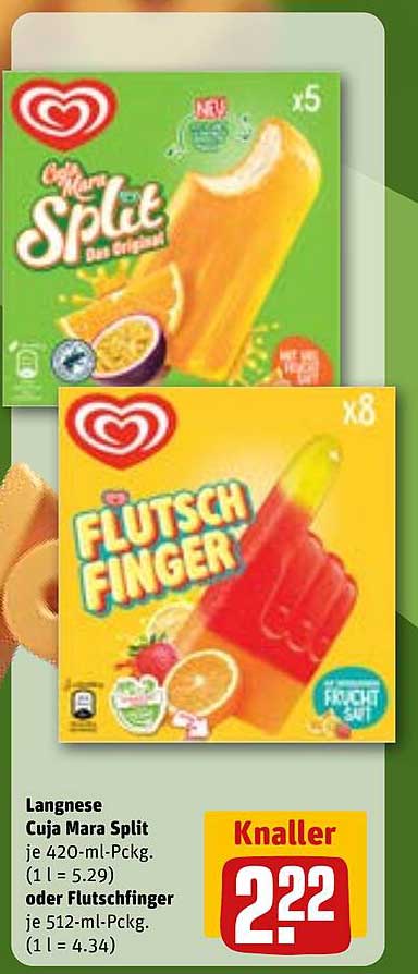 Langnese Cuja Mara Split oder Flutschfinger - Eiskalte Freude für den Sommer