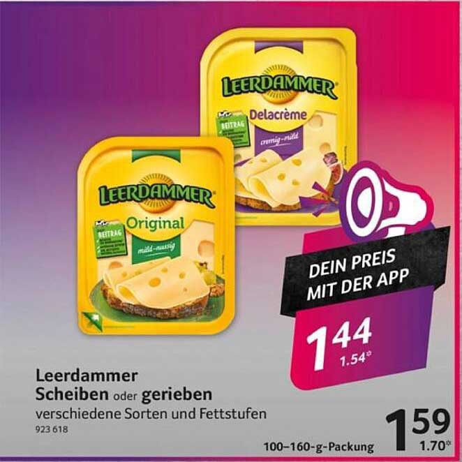 Leerdammer Scheiben oder gerieben - verschiedene Sorten und Fettstufen