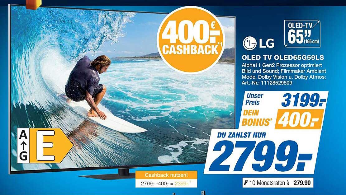 LG OLED TV OLED65G59LS 65 Zoll mit 400€ Cashback