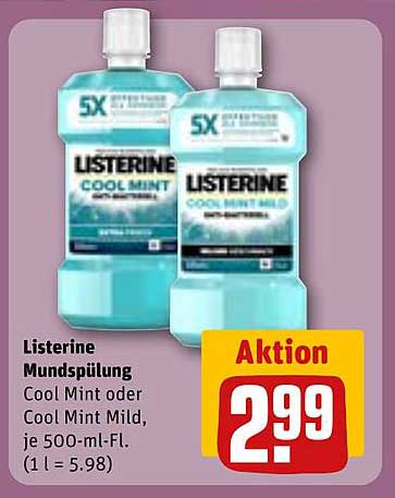 Listerine Mundspülung Cool Mint oder Cool Mint Mild, je 500-ml-Fl.
