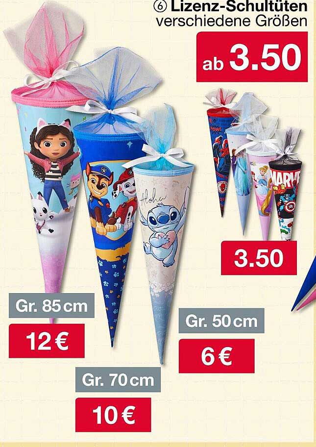 Lizenz-Schultüten in verschiedenen Größen – ab 3,50 €