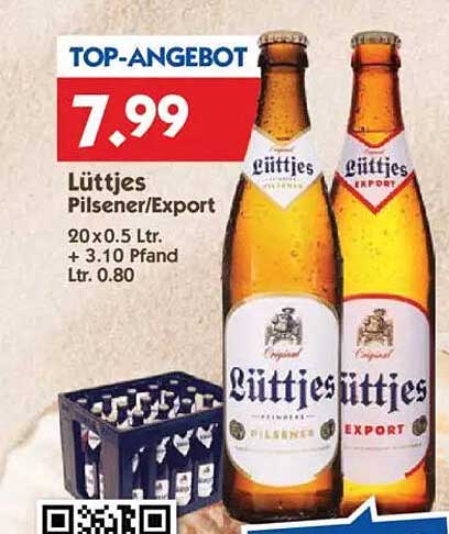 Lüttjes Pilsener/Export 20 x 0,5 L für nur 5,49 €
