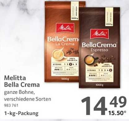 Melitta Bella Crema ganze Bohne 1-kg-Packung