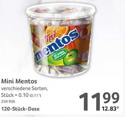 Mini Mentos verschiedene Sorten, 120-Stück-Dose