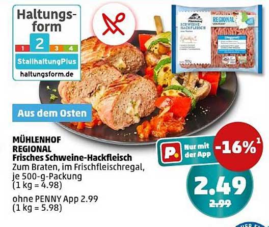MÜHLENHOF REGIONAL Frisches Schweine-Hackfleisch