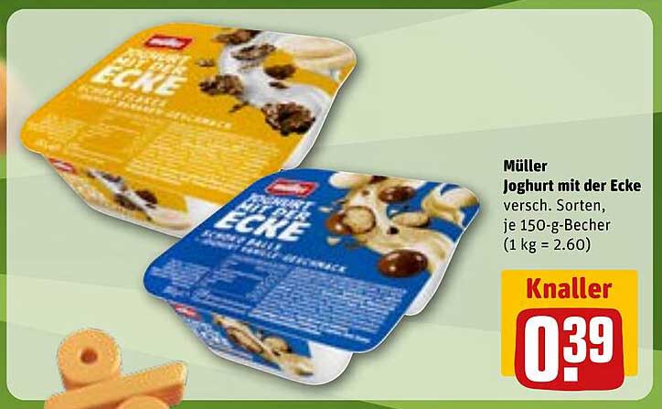 Müller Joghurt mit der Ecke, versch. Sorten, je 150-g-Becher