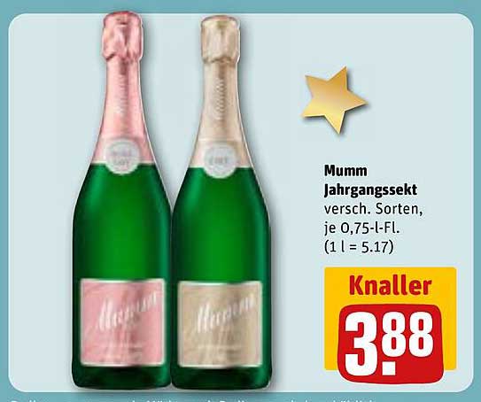 Mumm Jahrgangssekt versch. Sorten, je 0,75-l-Fl.