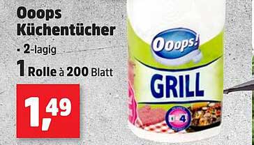 Oooops Küchentücher 2-lagig, 200 Blatt Grill