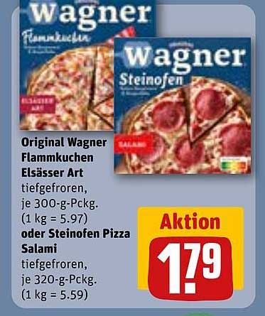 Original Wagner Flammkuchen Elsässer Art oder Steinofen Pizza Salami