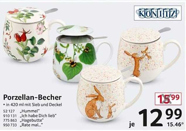 Porzellan-Becher in 420 ml mit Sieb und Deckel von KÖNITZ
