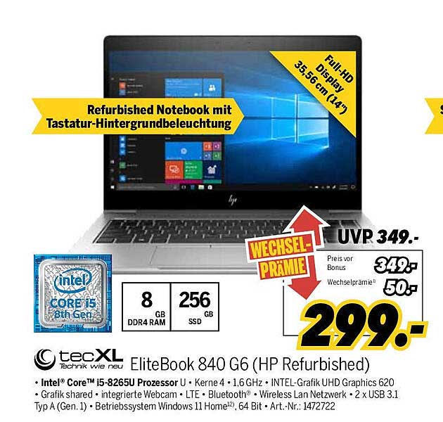 Refurbished Notebook mit Tastatur-Hintergrundbeleuchtung - HP EliteBook 840 G6