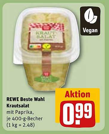 REWE Beste Wahl Krautsalat mit Paprika, je 400-g-Becher