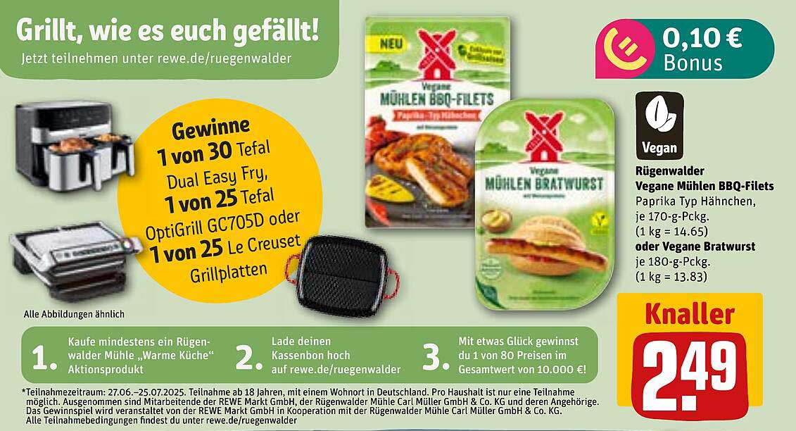 Rügenwalder Vegane Mühlen BBQ-Fillets Paprika Typ Hähnchen