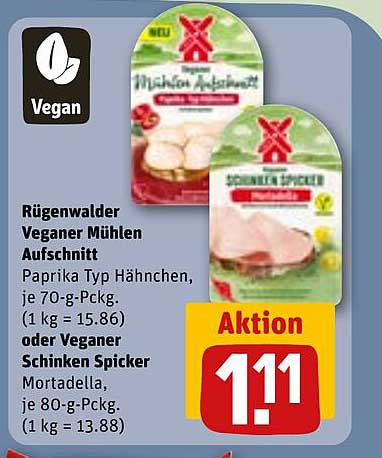 Rügenwalder Veganer Mühlen Aufschnitt - Paprika Typ Hähnchen und Veganer Schinken Spicker