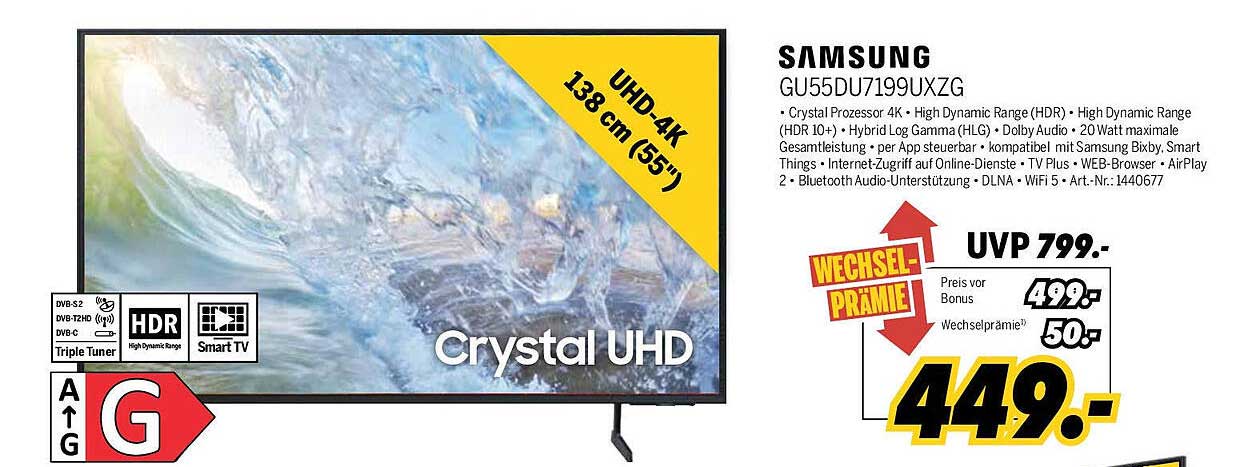 Samsung GU55DU7199UXZG 138 cm (55") UHD 4K Fernseher