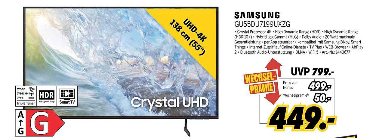 Samsung GU55DU7199UXZG - 55 Zoll UHD 4K Fernseher